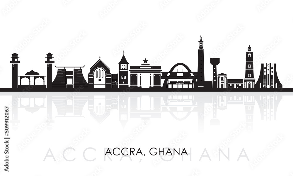 Silhouette Skyline panorama of city of Accra, Ghana - vector illustration