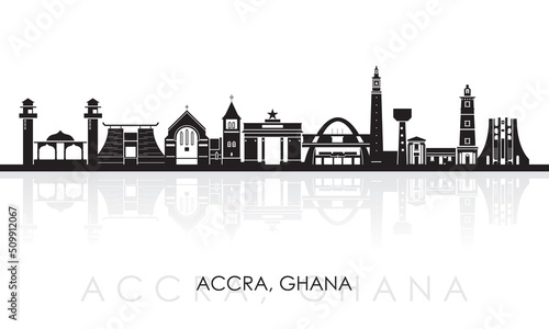 Silhouette Skyline panorama of city of Accra, Ghana - vector illustration