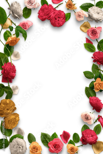 Fototapeta Naklejka Na Ścianę i Meble -  Roses Floral Frame