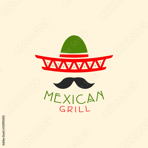 Modern Mexican Sombrero Logo with Mustache