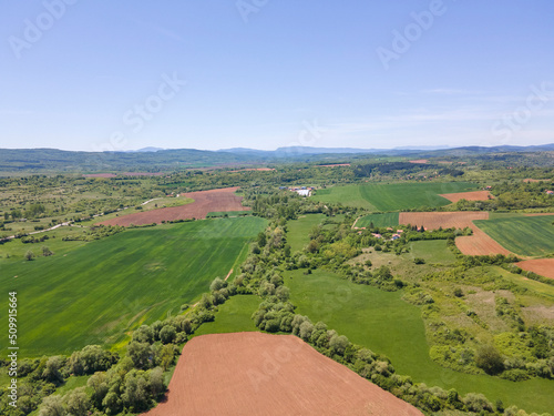 Aerial view of rural land near town of Godech, Bulgaria © Stoyan Haytov