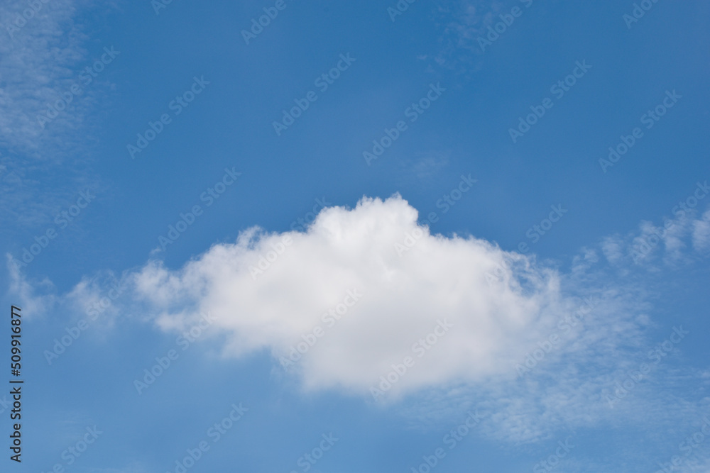 Bright Blue sky with white cloud. Beautiful sky background and wallpaper. Clear day and good weather in the morning.