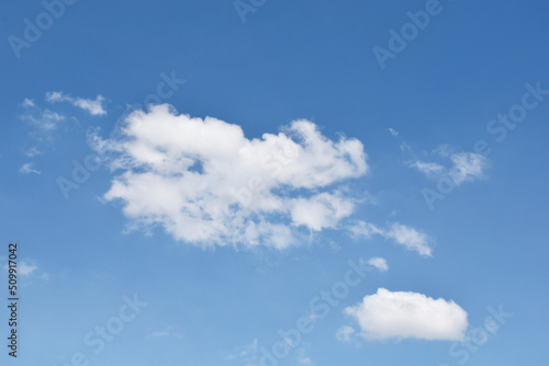 Bright Blue sky with white cloud. Beautiful sky background and wallpaper. Clear day and good weather in the morning.