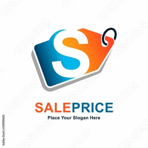 Tag price letter S vector logo template. Suitable for business, web shop, online store and Vector paper style typeface for best price tag.