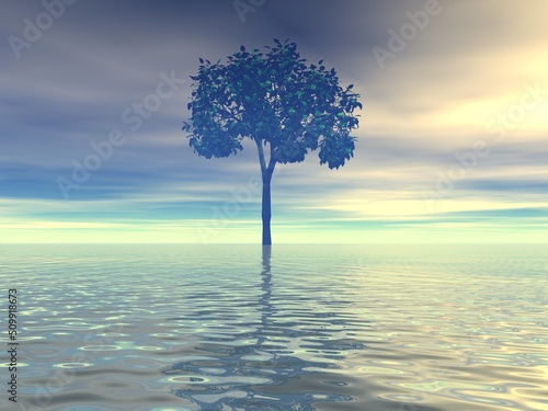 幻想的な湖と樹木