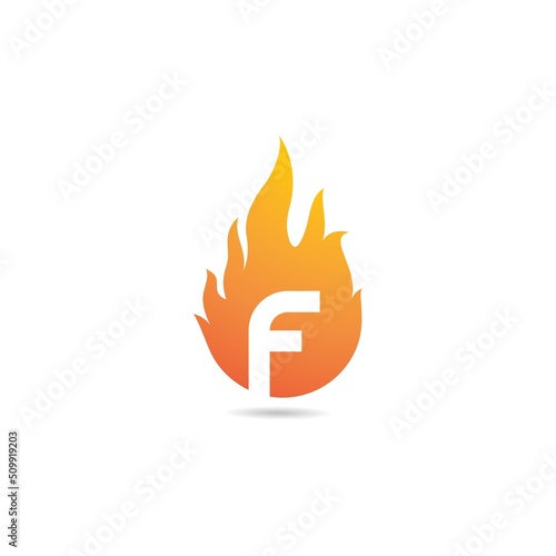 sign of letter f with flame logo vector icon illustration
