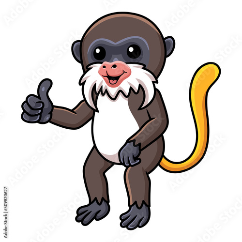 Fototapeta Naklejka Na Ścianę i Meble -  Cute little tamarin monkey cartoon giving thumb up