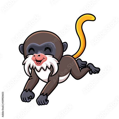 Cute little tamarin monkey cartoon jumping