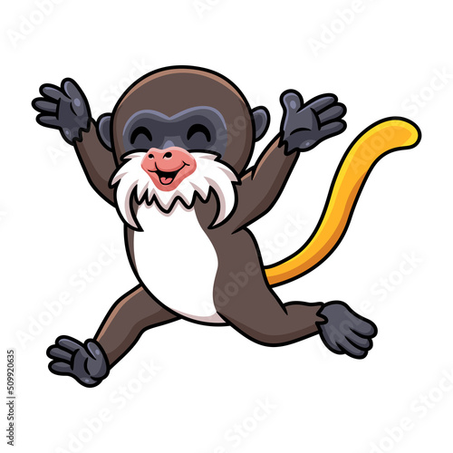 Cute little tamarin monkey cartoon running