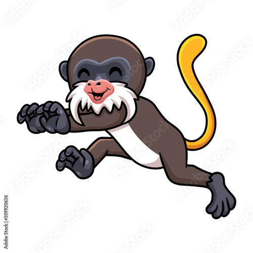 Cute little tamarin monkey cartoon running