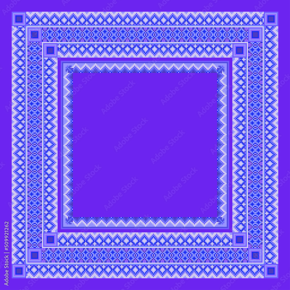 Vector geometric, pixel pattern for the design of a shawl, hijab, scarf, frame, scheme for embroidery. Vector geometric, pixel pattern for the design of a shawl, hijab, scarf, frame, scheme for embroidery.