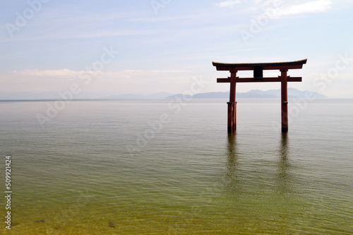 japanese torii gate on lake