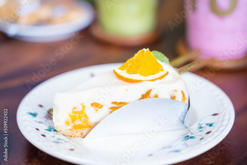orange cake with fresh cream