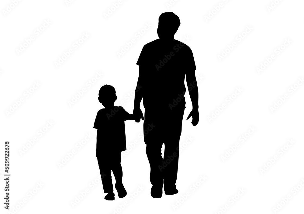silhouette image Father holding the young boy on hands vector illustration