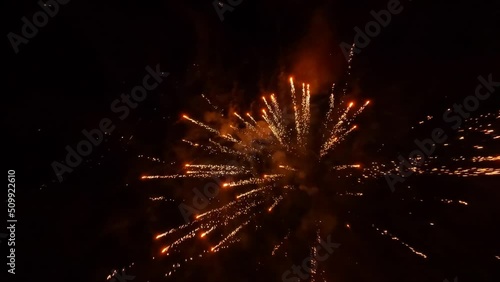 Epic Breathtaking View of Multicolored Fireworks in the Night Sky.