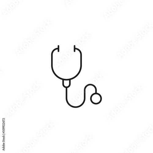 Medicine and healthcare concept. Simple monochrome illustration for web sites, stores, apps. Editable stroke. Vector line icon of stethoscope