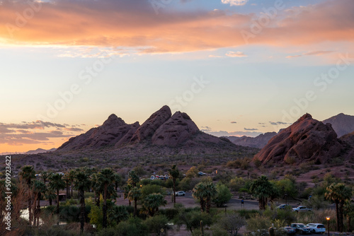 Sunset photograph from Papago Park in Phoenix, Arizona.