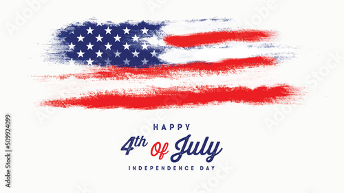 Happy 4th Of July USA Independence Day. Paint Brush Style Background. 