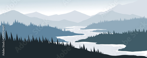 Mountain landscape with lake. landscape mountain in the morning.