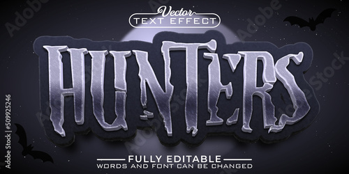 Obraz na plátně Horror Fantasy Hunters Vector Editable Text Effect Template