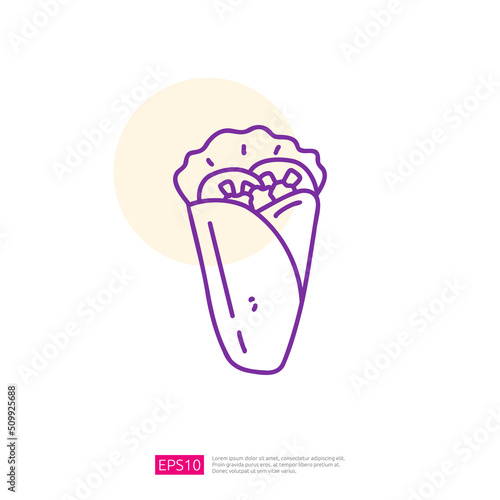 shawarma kebab doodle line icon