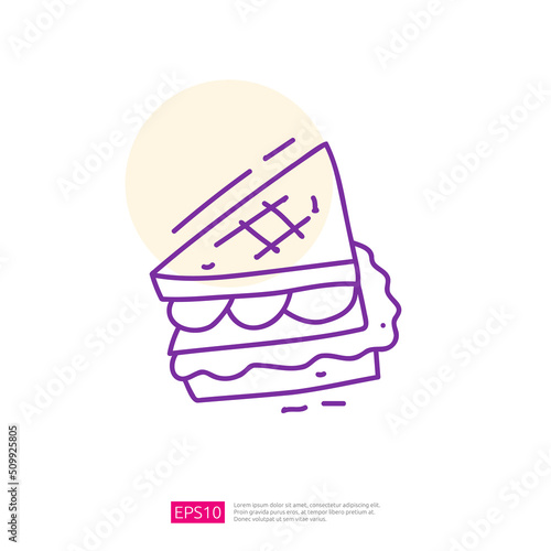 toast sandwich doodle line icon