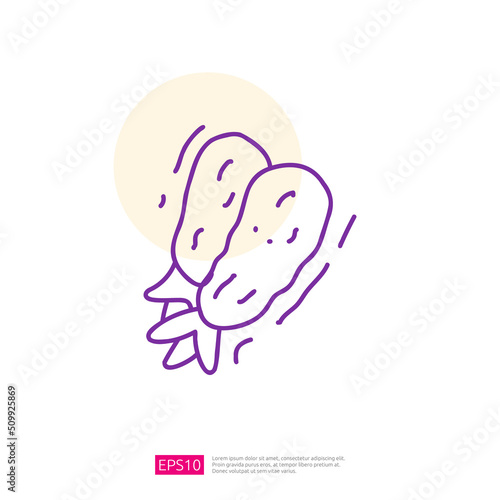 shrimp tempura doodle line icon
