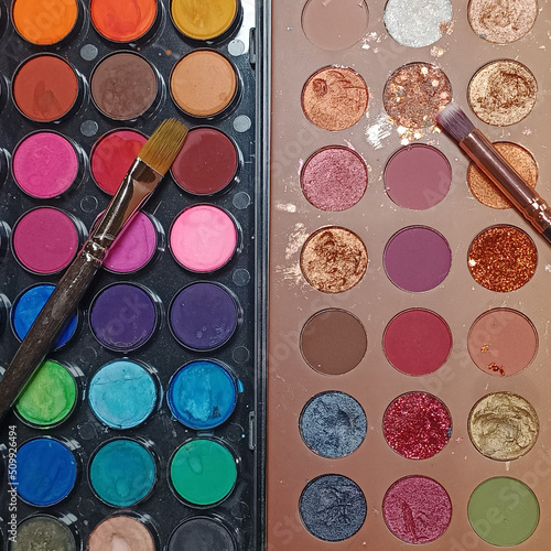 Watercolor Paint and Eyeshadow Mica Color Palettes Comparison