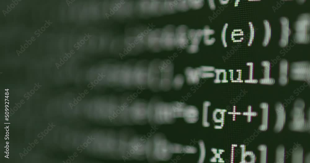 4K Close up shot programming tag coding on screen. Background concept for programming and coding web development.