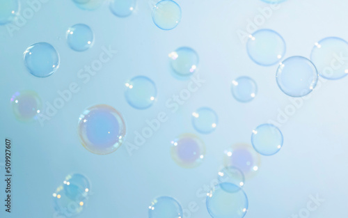 Abstract Beautiful Soap Bubbles Floating in The Air. Soap Sud Bubbles Water 