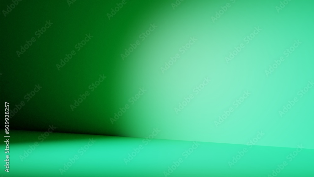Habitación con luz lateral derecha verde esmeralda. Piso y pared Habitación con luz lateral derecha verde esmeralda. Piso y pared