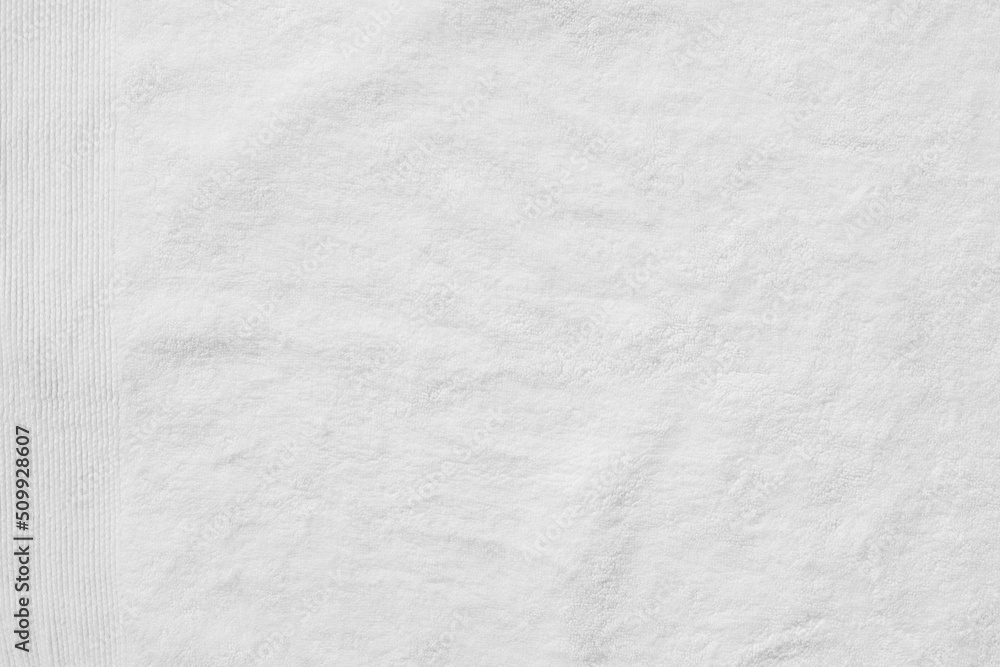 Fototapeta premium Terry white towel. Spa and bath background mockup.