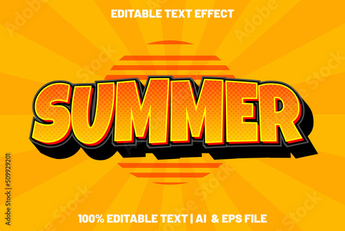Summer editable text effect cartoon style