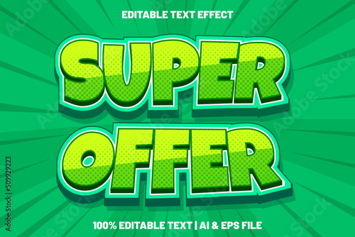 Super offer editable text effect cartoon style