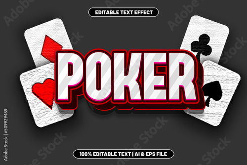 Poker editable text effect modern emboss style