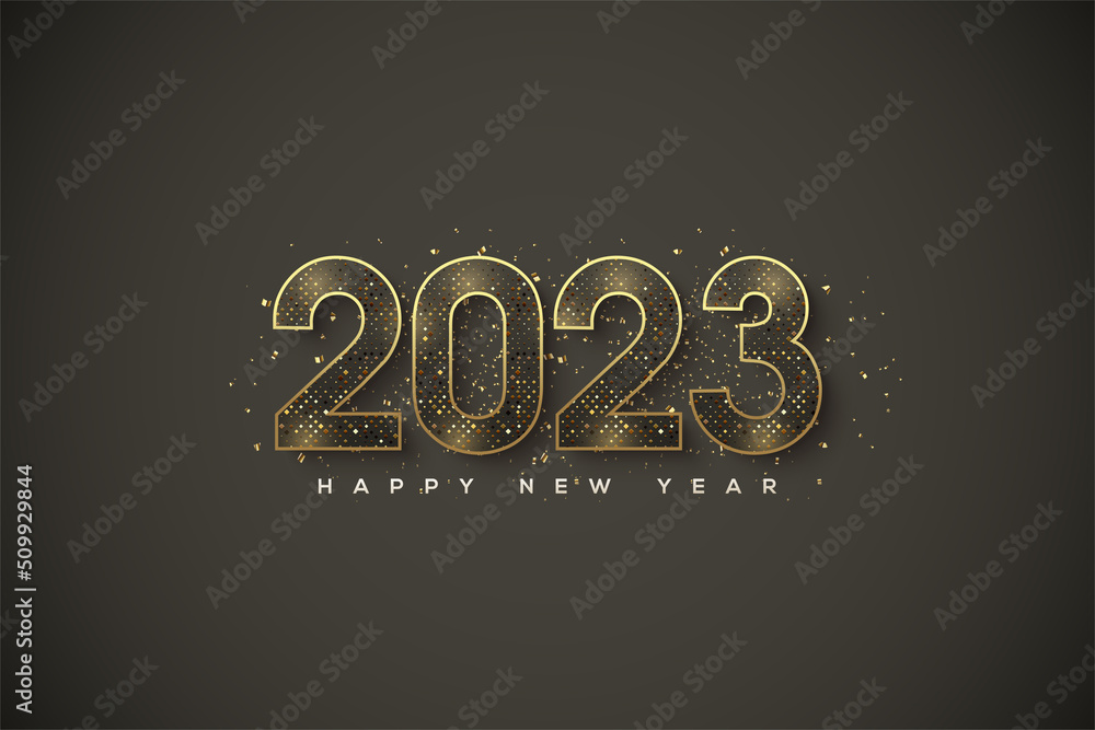 2022 Happy new year with luxury gold halftone