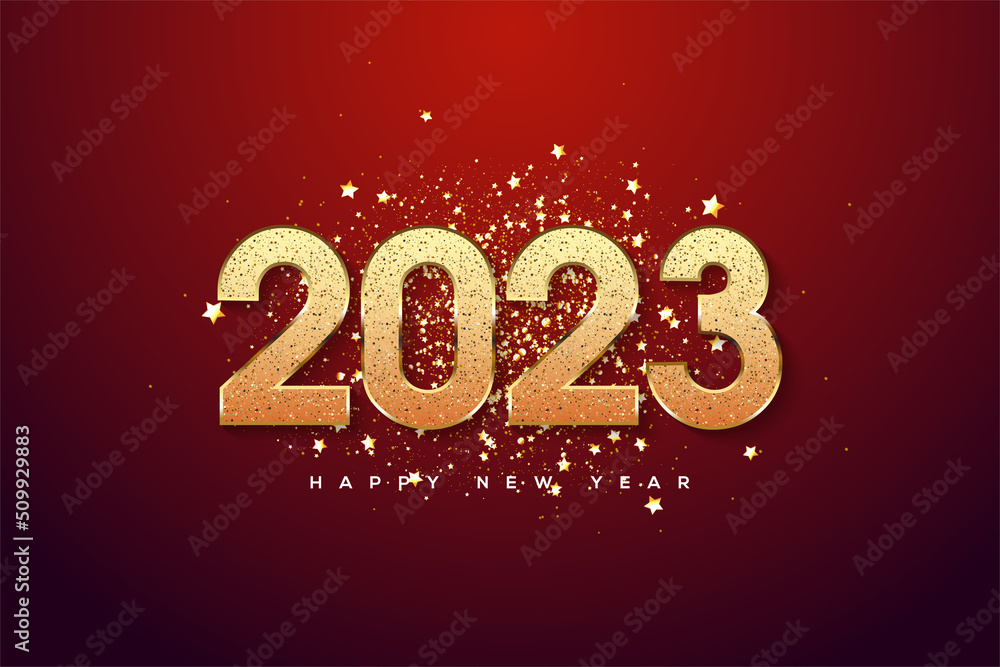 2023 happy new year with luxury gold glitter