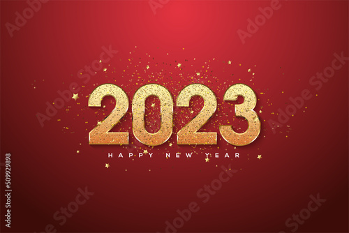 2022 Happy new year gold with luxury glitter