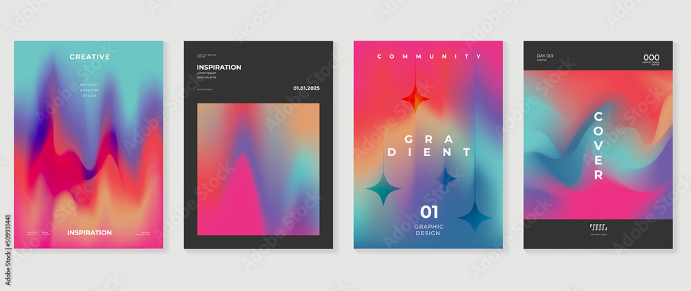 Fluid gradient background vector. Futuristic style black posters with vibrant color, liquid dynamic shapes, lines. Modern gradient wallpaper design for social media, idol poster, banner, flyer.