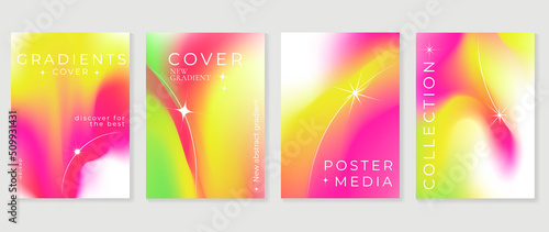 Fluid gradient background vector. Futuristic style colorful posters with vibrant color, liquid dynamic shapes, lines. Modern gradient wallpaper design for social media, idol poster, banner, flyer.