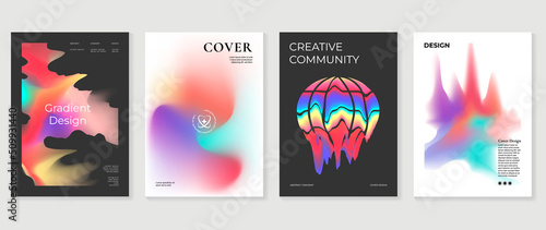Fluid gradient background vector. Futuristic style black posters with vibrant color, liquid dynamic shapes, lines. Modern gradient wallpaper design for social media, idol poster, banner, flyer.