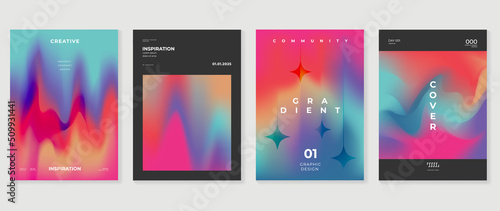 Fluid gradient background vector. Futuristic style black posters with vibrant color, liquid dynamic shapes, lines. Modern gradient wallpaper design for social media, idol poster, banner, flyer.