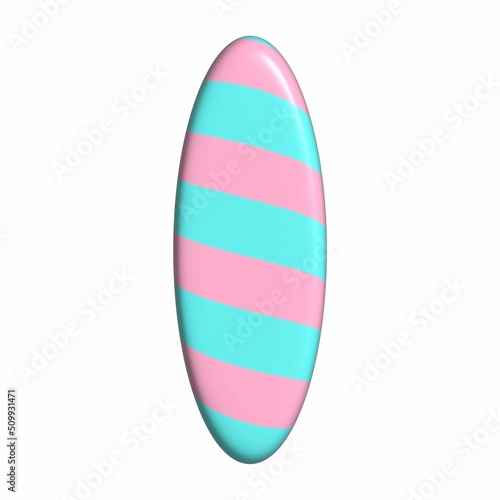 3D surfboard icon. Surfboard on white background. 