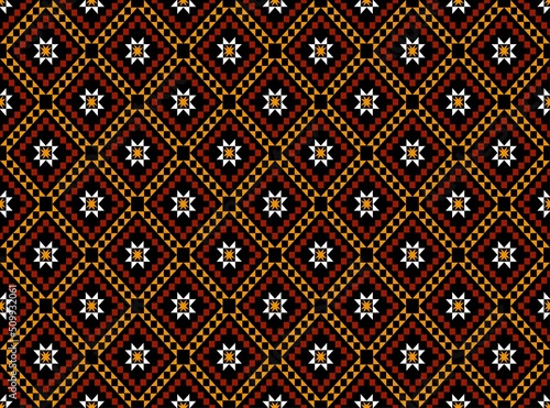 Geometric ethnic oriental seamless pattern traditional Design for background,carpet,wallpaper.clothing,wrapping,Batik fabric,Vector illustration.embroidery style - Sadu, sadou, sadow or sado