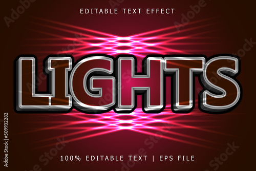 Lights editable Text effect 3 Dimension emboss modern style