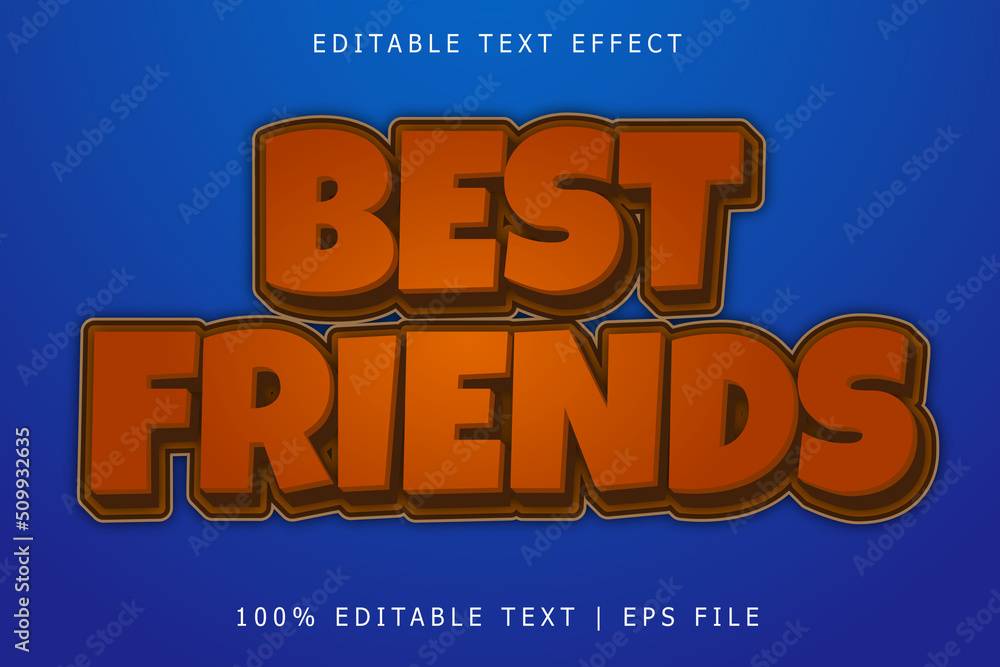 Best friends editable Text effect 3 Dimension emboss simple style