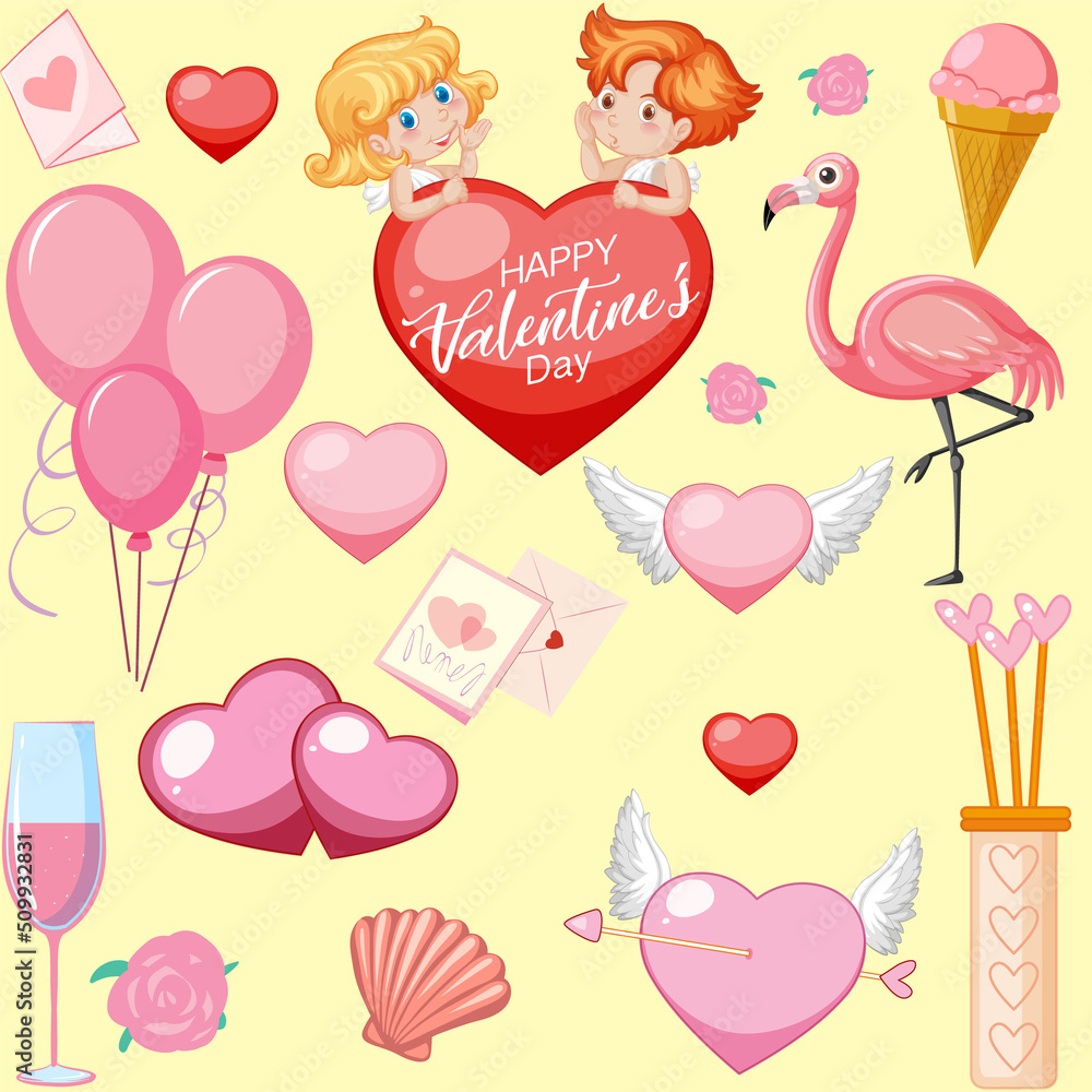 Little cupid and heart seamless pattern