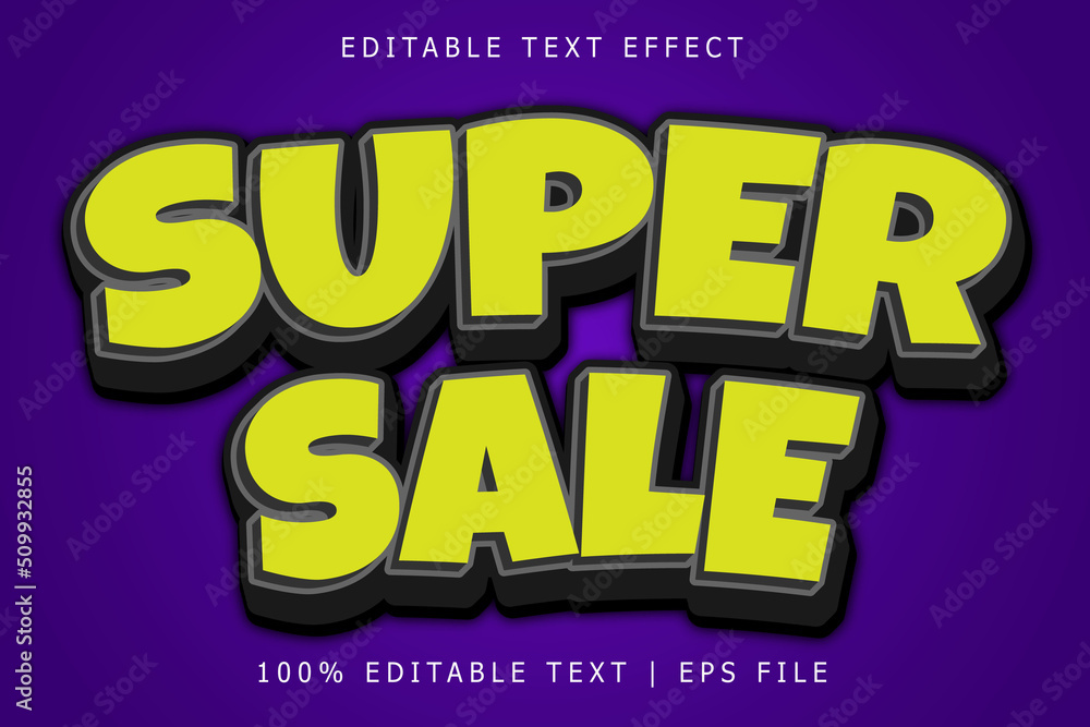 Super sale editable Text effect 3 Dimension emboss simple style Super sale editable Text effect 3 Dimension emboss simple style
