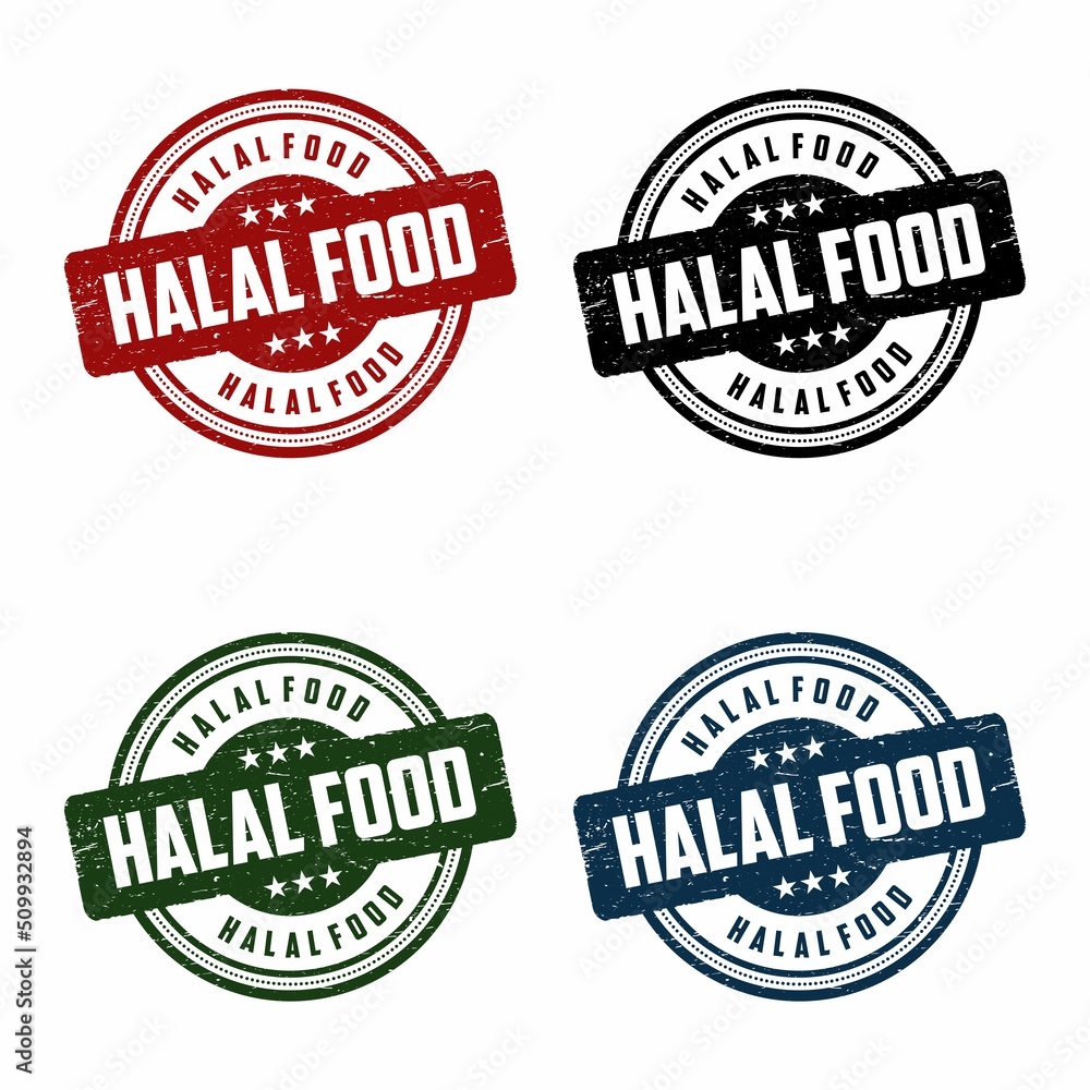 halal food grunge retro red isolated ribbon stamp