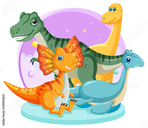 Cute dinosaurs cartoon group